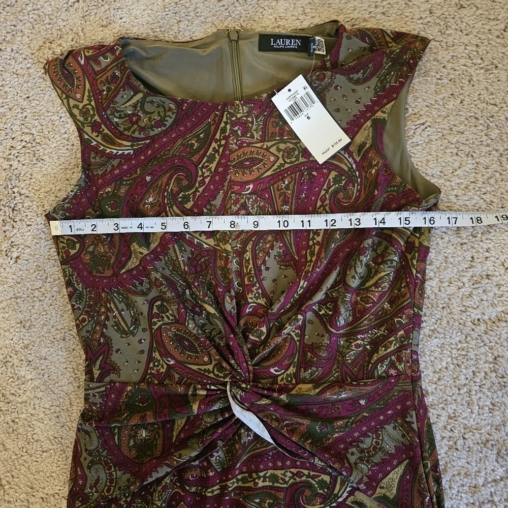 Lauren Ralph Lauren NWT Black Label Paisley Twist-Front Jersey Dress Size 6 - Picture 6 of 7